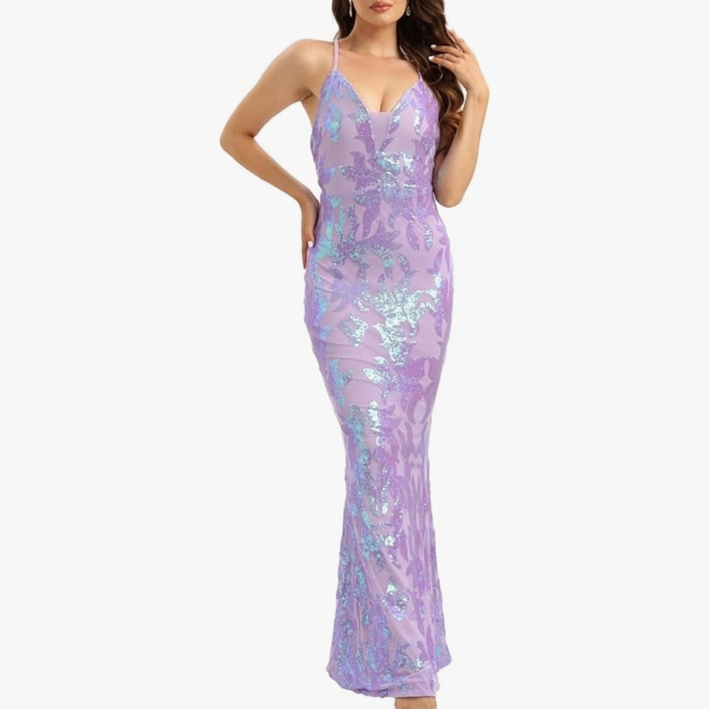 Elegant Purple Sequin Dress